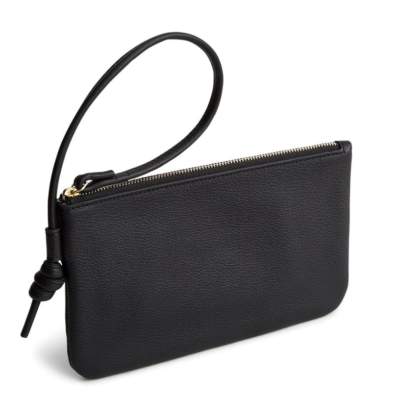 Black leather zipped wristlet