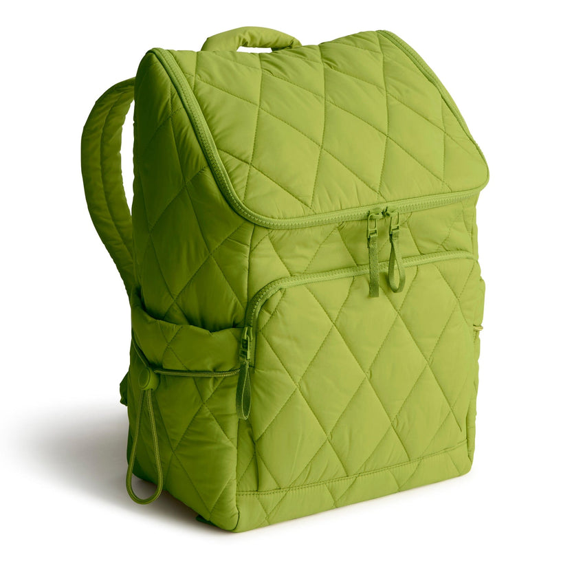 Quilted green insulated cooler backpack